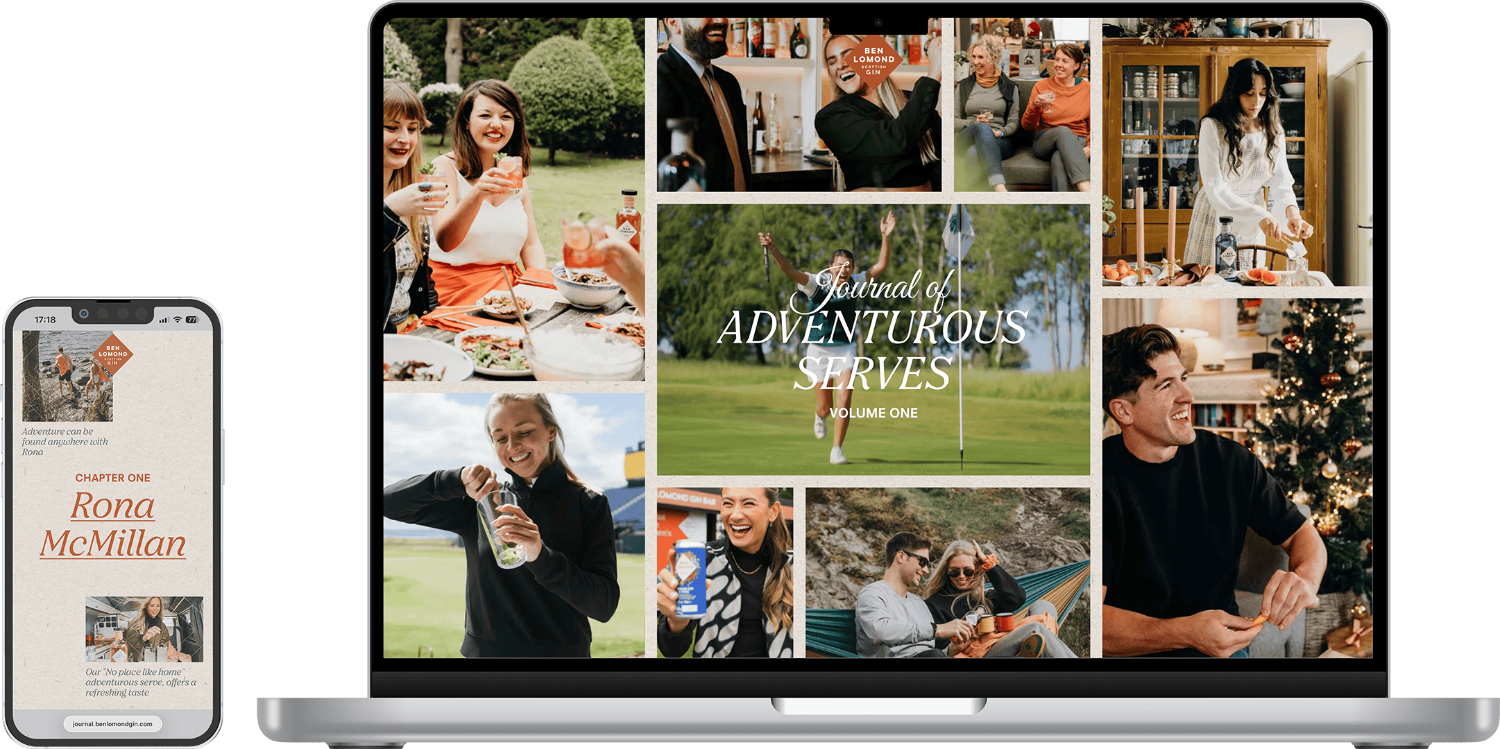 Journal of Adventurous Serves displayed on a laptop and mobile