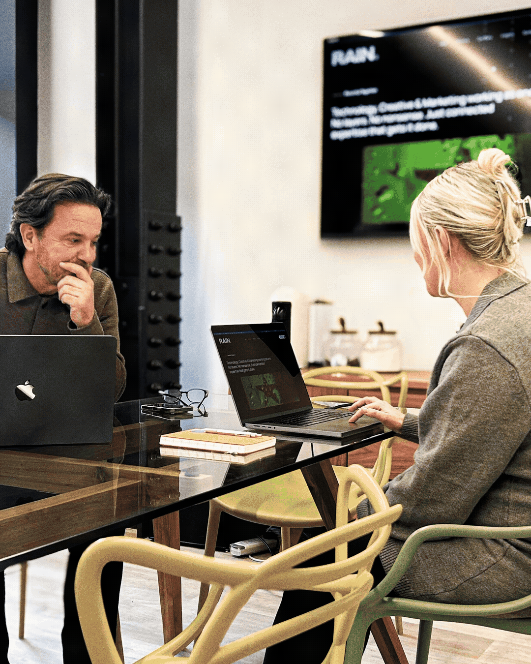 Animated reel showing people in an office environment