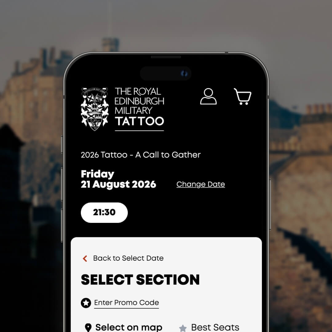 Edinburgh Military Tattoo seat selection page shown on a mobile