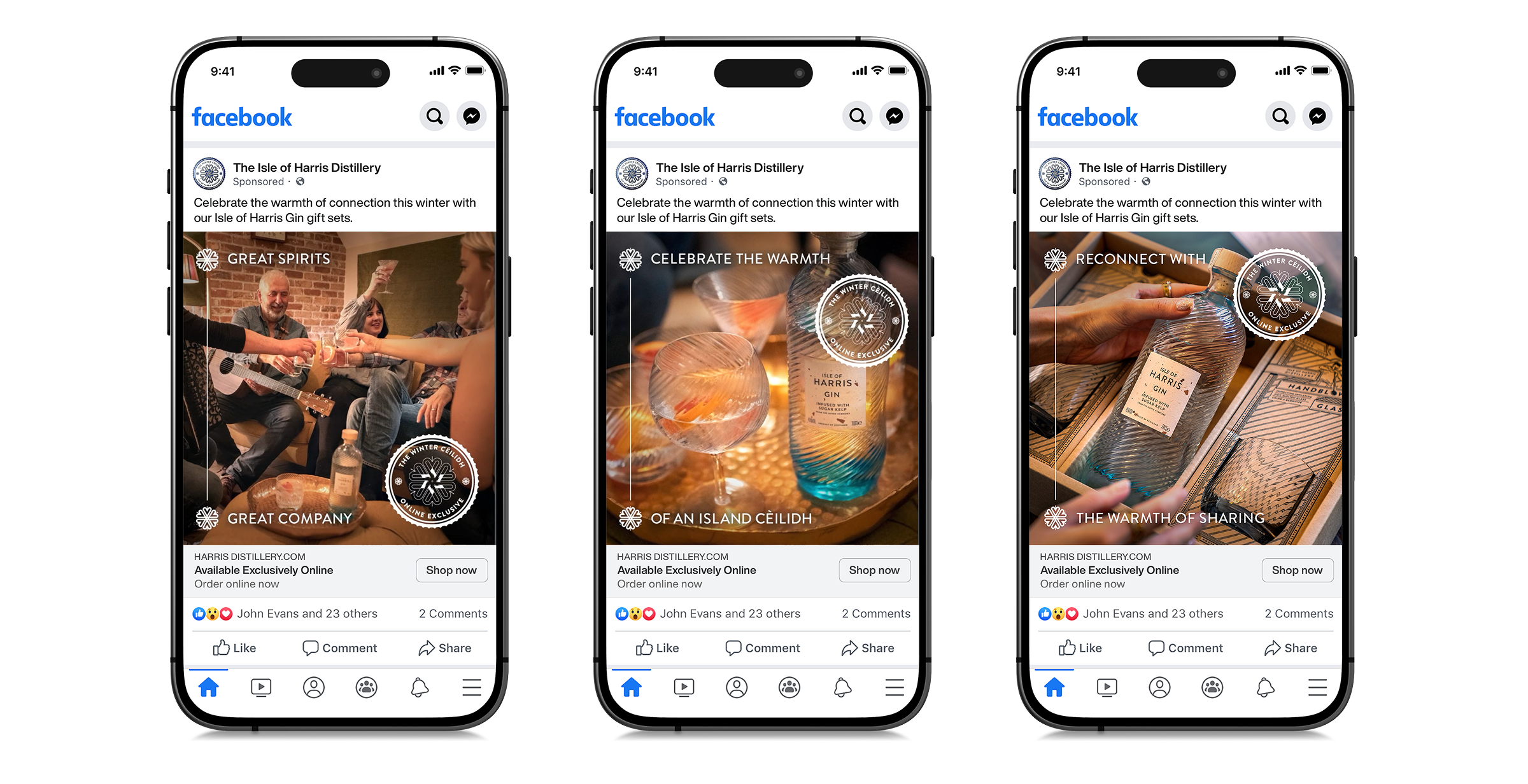 Facebook campaign shown on mobile screens