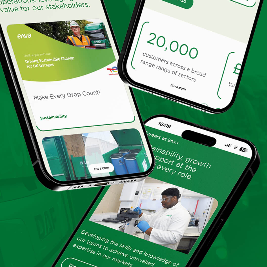 Enva screens on mobile devices