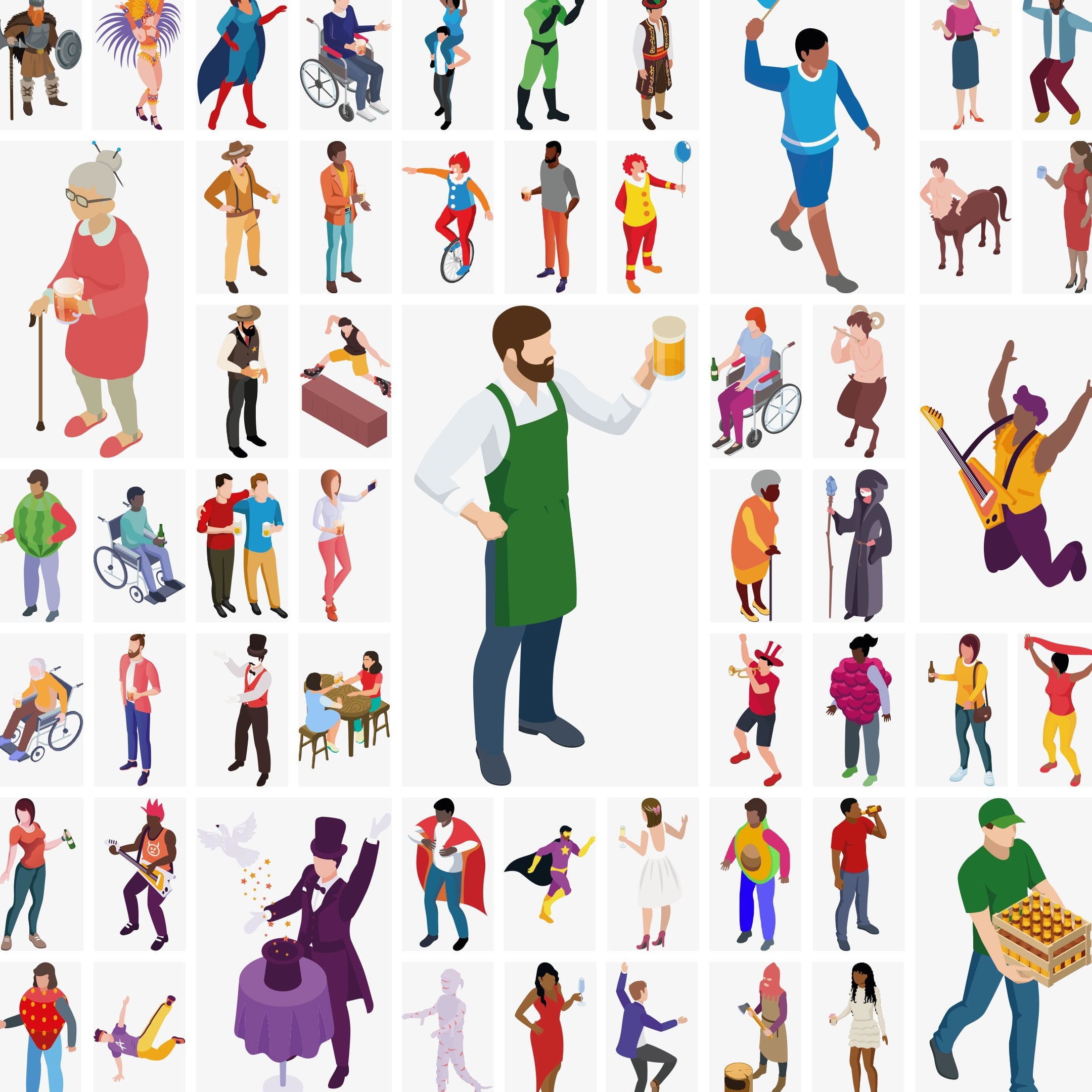 Preview of various assets within Dream Pub Studio